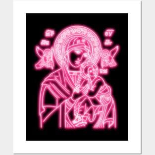 Pink Neon Virgin Mary Posters and Art